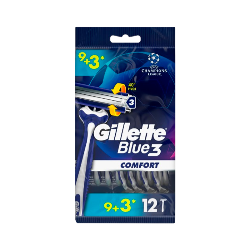 Бритва Gillette BLUE3 COMFORT 3 лезвия прорезиненная ручка 9+3шт (1/20)