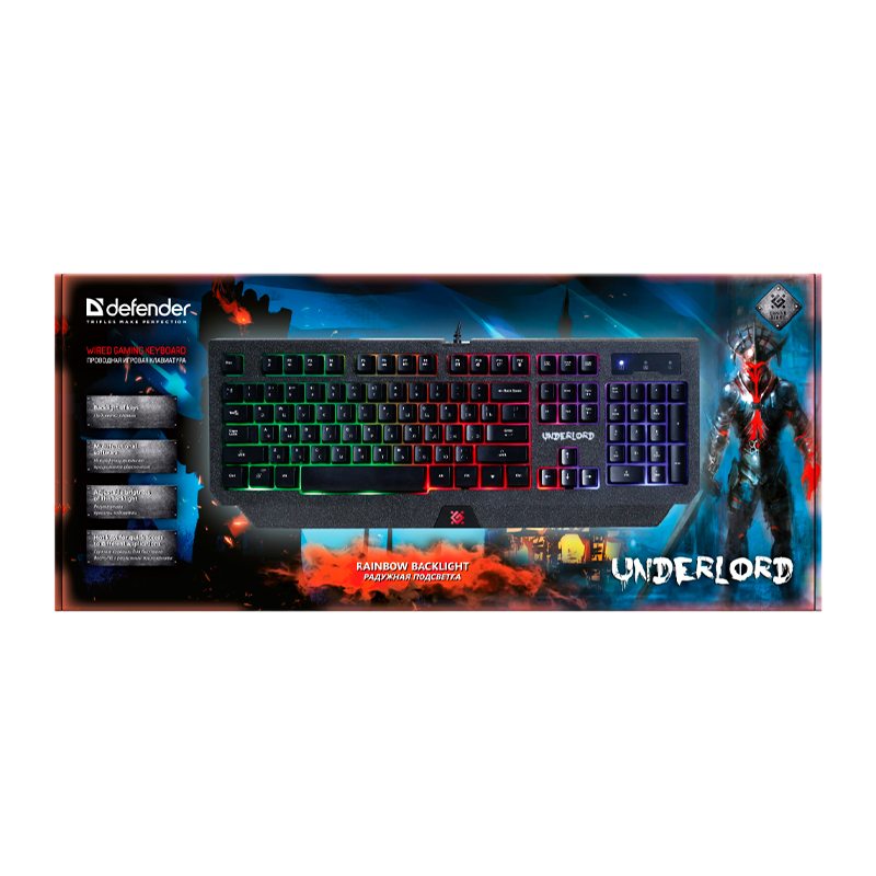 Клавиатура проводная Defender GK-340L Underlord игровая USB 1.5м черный (1/20)