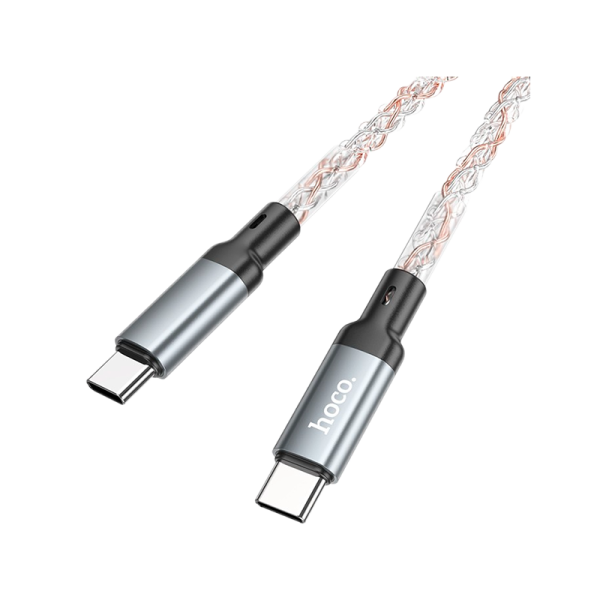 Кабель HOCO U112 Type-C (m)-Type-C (m) 1.0м 2.4A ПВХ серый (1/22/220)