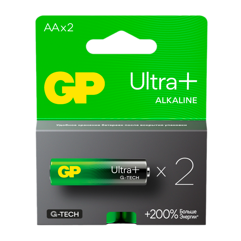 Батарейка GP ULTRA PLUS G-tech LR6 AA BL2 Alkaline 1.5V (2/20/160) R