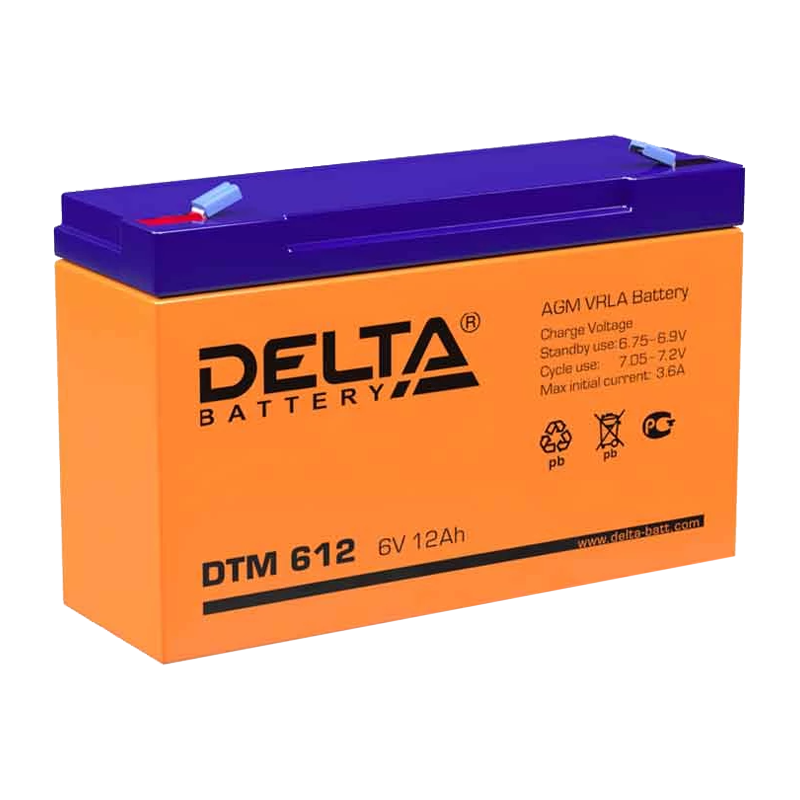 Аккумулятор свинцово-кислотный Delta DTM 612 6V 12Ah (1/10)
