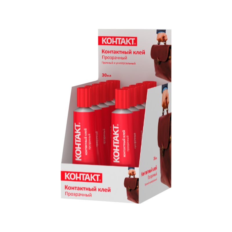 *Клей Контакт контактный 30г BOX10 прозрачный (1/10/120) 
