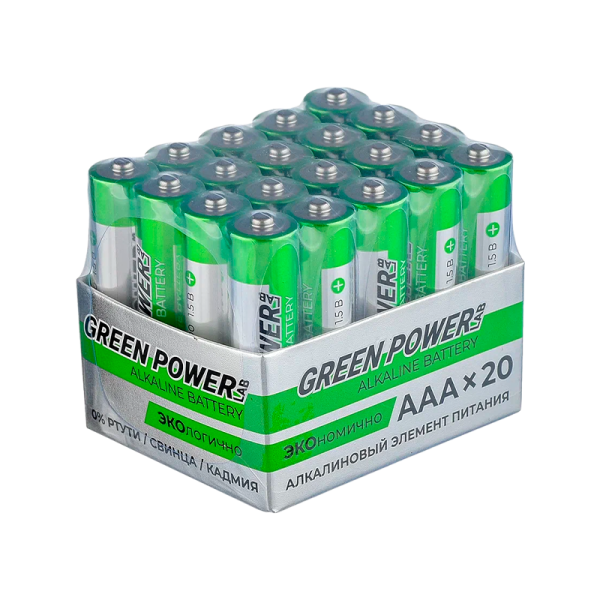 Батарейка GREEN POWERlab LR03 AAA BOX20 Alkaline 1.5V (4/20/120/720)