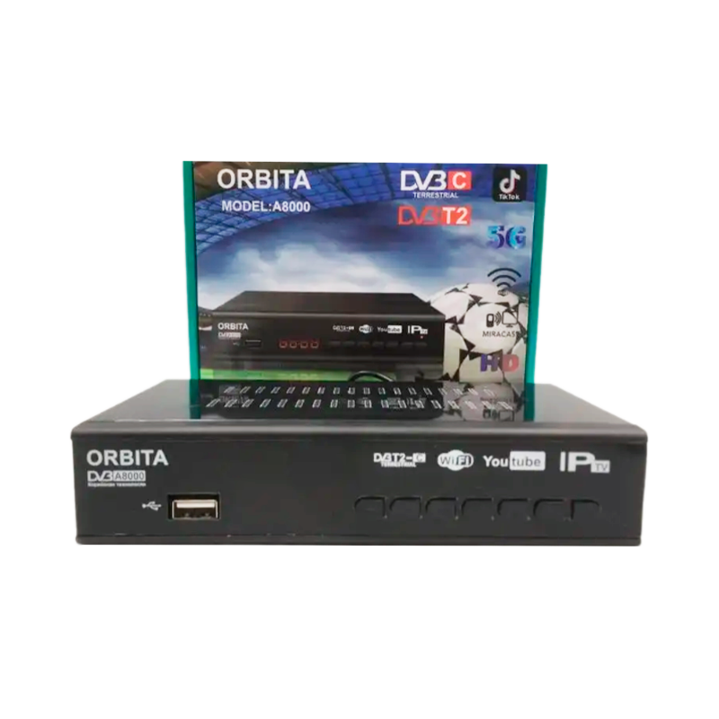 Приставка для цифрового ТВ Орбита A8000 DVB-T/T2 металл черный (1/60)