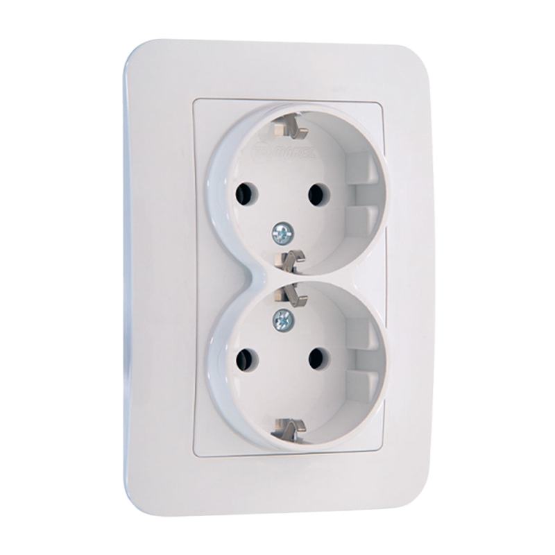 Розетка Makel Lillium Natural 2гн. 16A С/З белый 55082 (1/12)