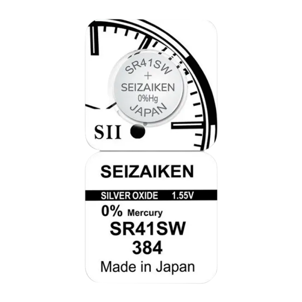 Батарейка SEIZAIKEN 384 (SR41SW) Silver Oxide 1.55V (1/10/100/1000)
