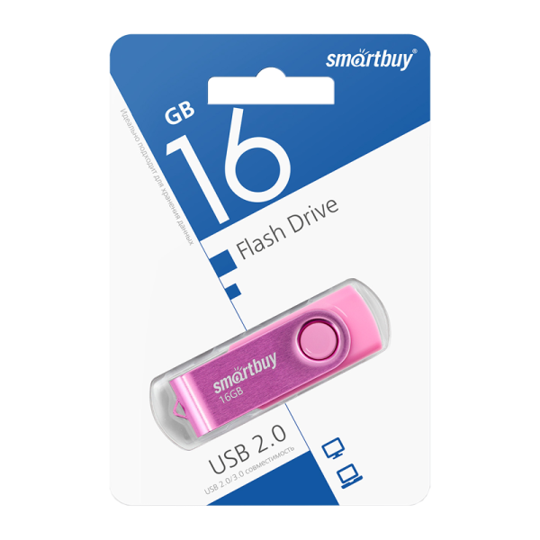 Флеш-накопитель Smartbuy Twist 16GB USB2.0 пластик розовый