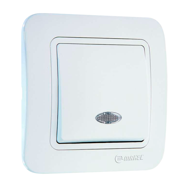 Выключатель Makel Light Lillium 1-клав.10A пластик белый 70021 (1/12)