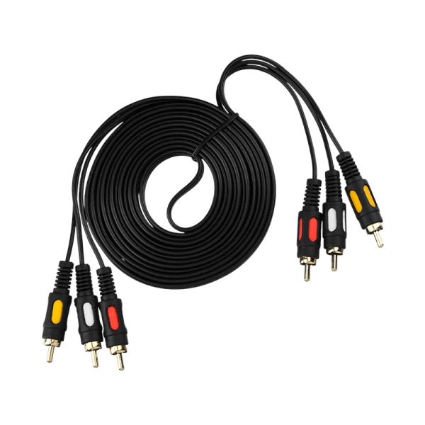 Кабель GoPower 3xRCA (m)-3xRCA (m) 3.0м ПВХ черный Premium Zip-Lock c подвесом (1/100)