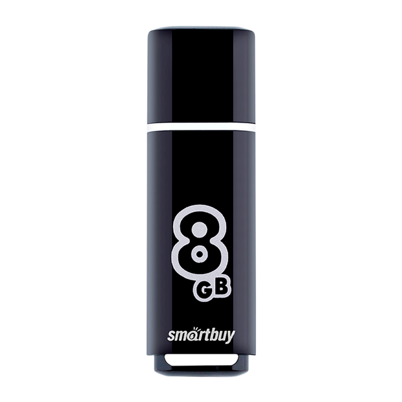 Флеш-накопитель Smartbuy Glossy 8GB USB2.0 пластик черный
