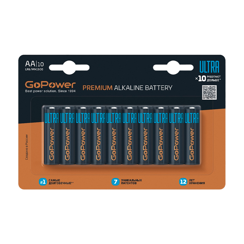 Батарейка GoPower ULTRA LR6 AA BL10 Alkaline 1.5V (10/100/800)
