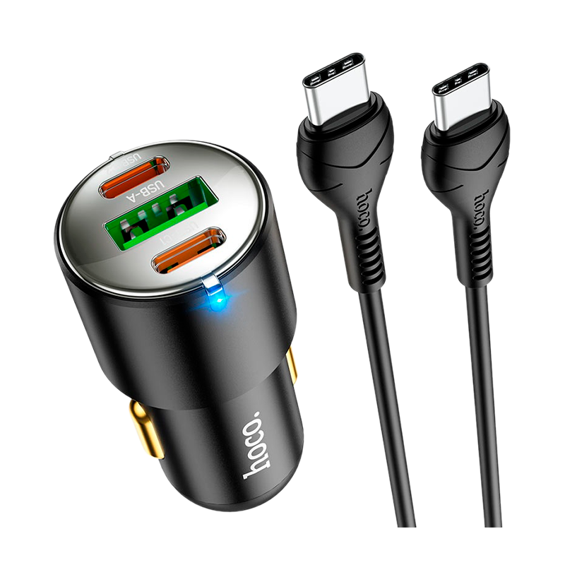 Автомобильное З/У HOCO NZ6 1USB/2Type-C 3.0A 45W PD3.0 черный (1/12/120)