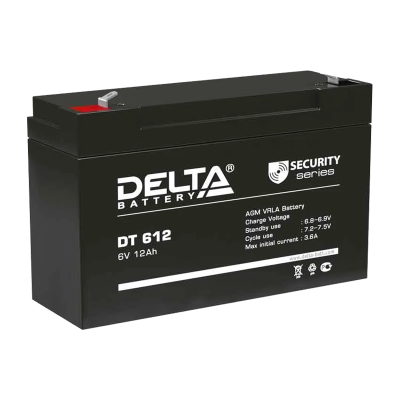 Аккумулятор свинцово-кислотный Delta DT 612 6V 12Ah (1/10)