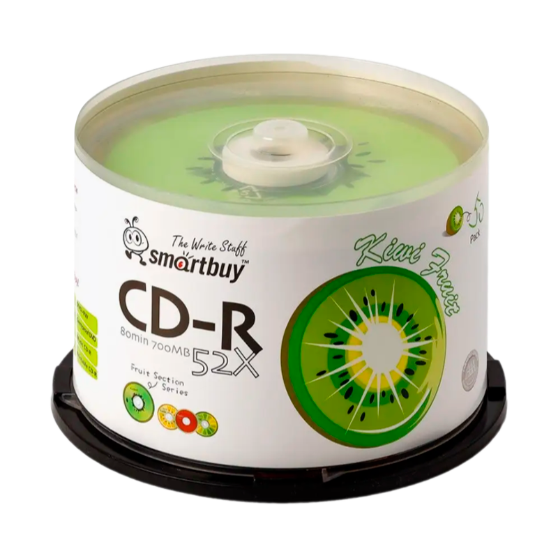 Диск CD-R Smartbuy Fresh-Kiwifruit 52x 80min 50шт. cake box (50/250)