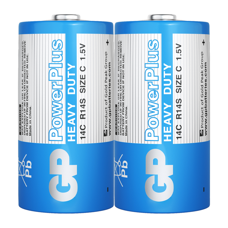 Батарейка GP PowerPlus R14 C Shrink 2 Heavy Duty 1.5V (2/24/480) R