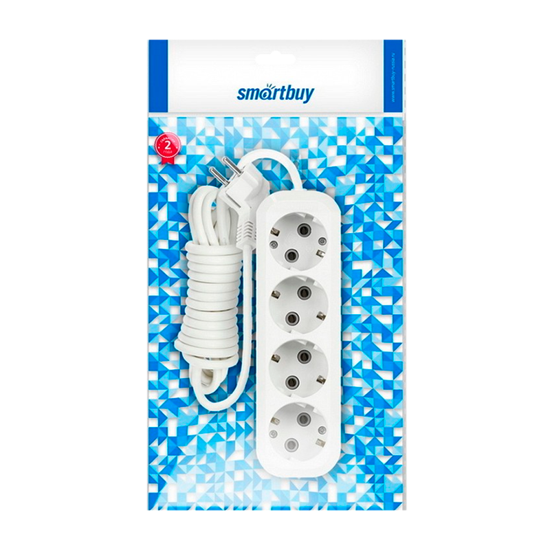 Удлинитель Smartbuy 4р.С/З 16A 5.0м белый (1/40)