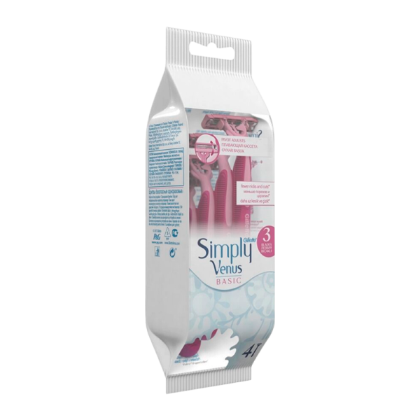 Бритва Gillette VENUS Simply Basic 3 лезвия 4шт. розовый (1/12)