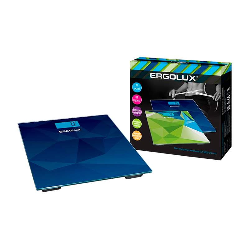 Весы напольные Ergolux ELX-SB03-C45 электронные 180кг синий (1/8)