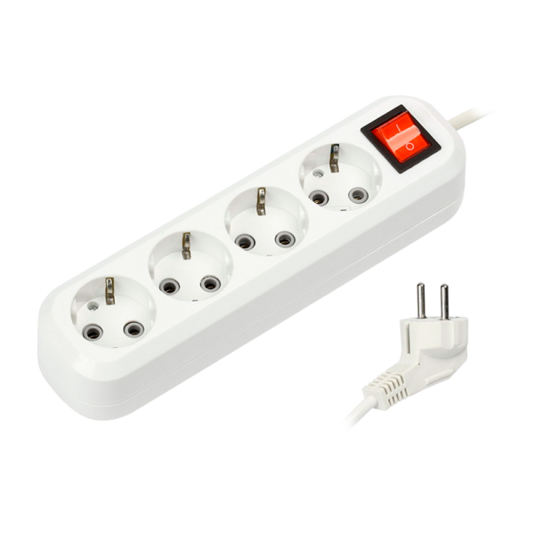 Удлинитель Smartbuy 4р.С/З 16A 2.0м с выкл. ПВС 3x1мм² белый (1/40)