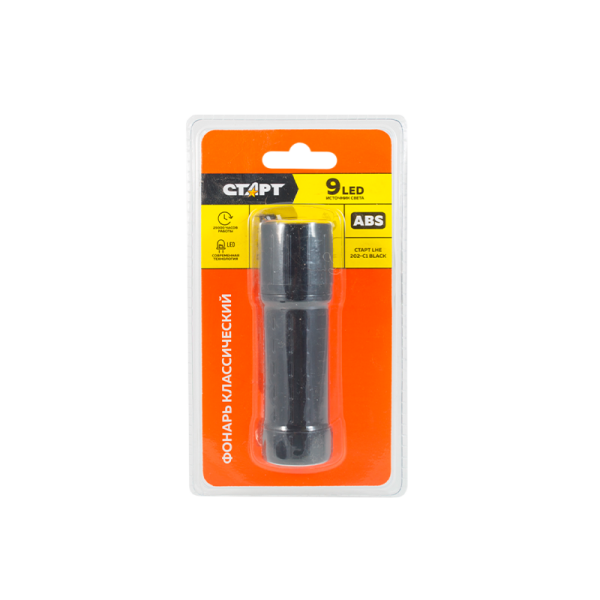 Фонарь светодиодный Старт LHE 202-C1 9LED от батареек черный (1/20/200)