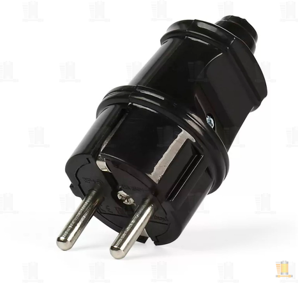 Вилка Smartbuy, прямая с заземлением черная 16А 250В