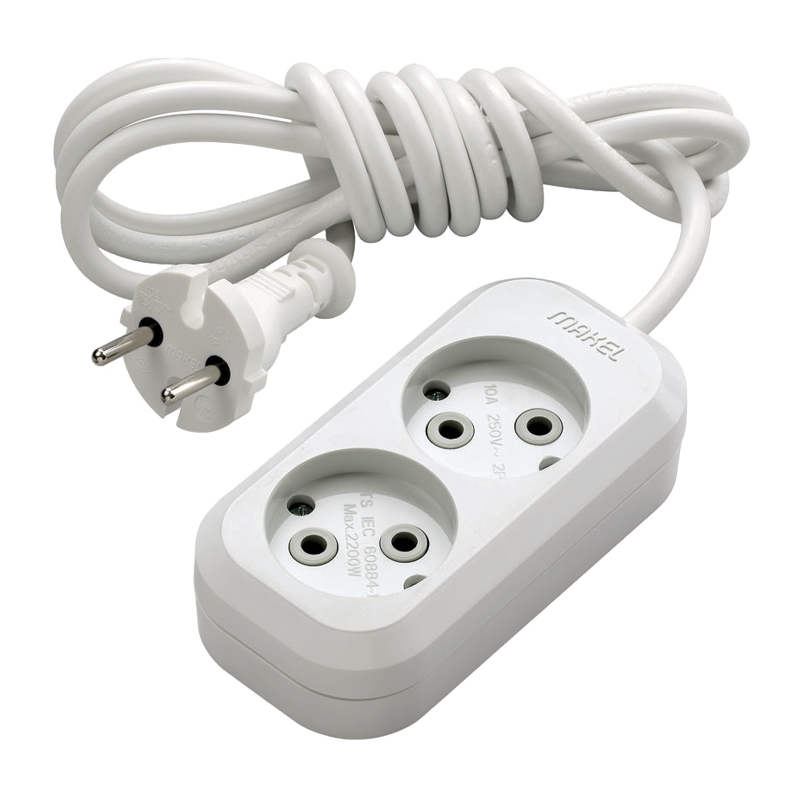 Удлинитель Makel 2р.С/З 10A 5.0м 2x0.75мм² IP20 белый MGP104 (1/12)