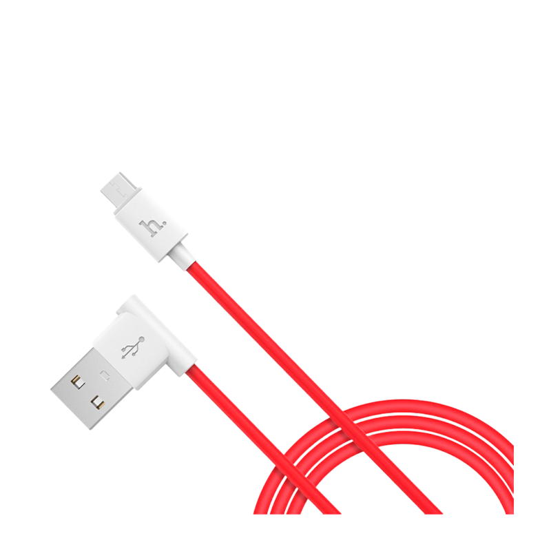 Кабель HOCO UPM10 USB (m)-microUSB (m) 1.2м 2.4A силикон угловой красный (1/50/500)