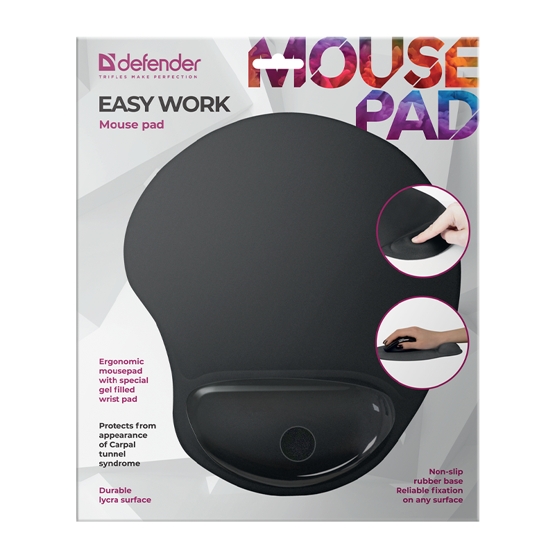 Коврик для мыши Defender Easy Work 260x5x225мм черный (1/30)