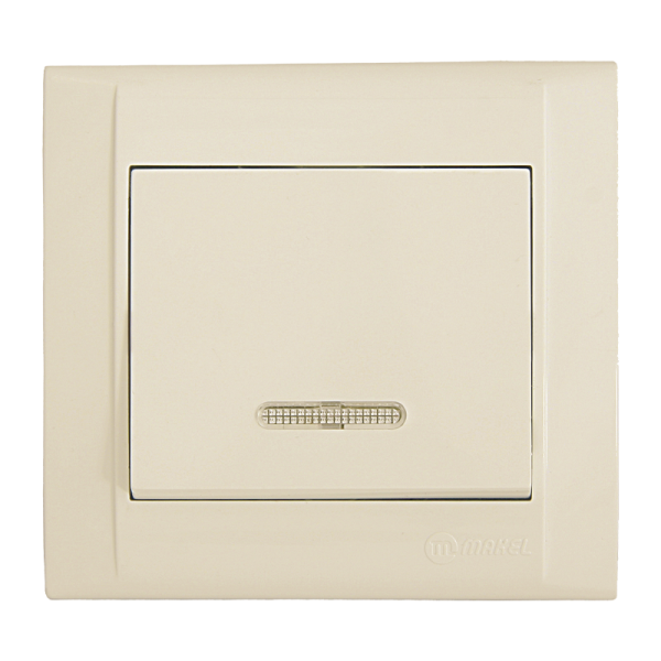 Выключатель Makel Defne 1-клав.10A пластик с подсветкой кремовый 42010021 (1/12)