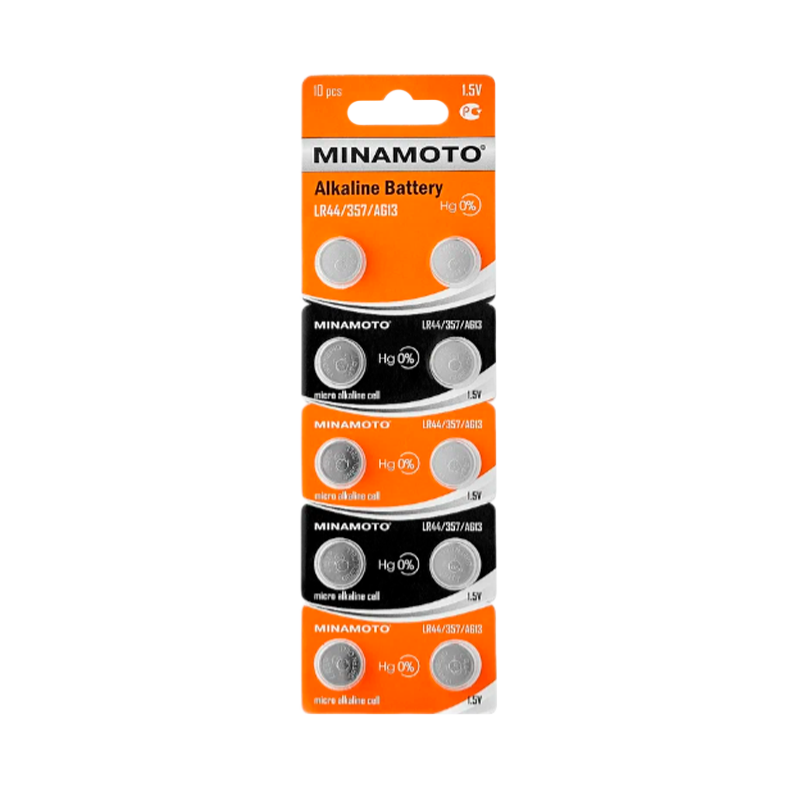 Батарейка Minamoto G13/LR1154/LR44/357A/A76 BL10 Alkaline 1.5V (10/200/10000)