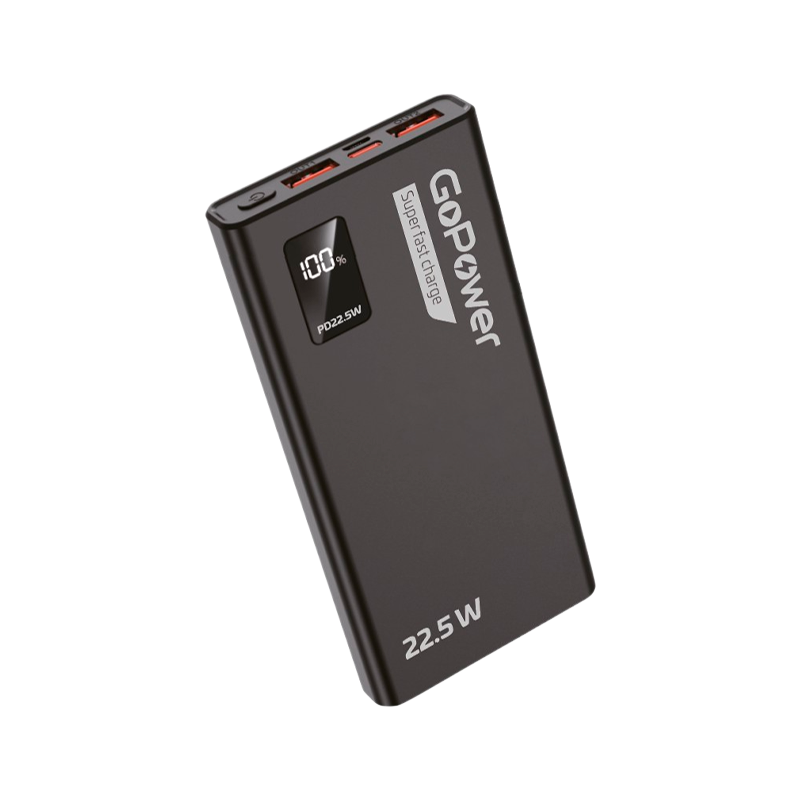 Внешний аккумулятор GoPower PB03-20 20000mAh 3.0A 22.5W 2USB/Type-C черный (1/50)