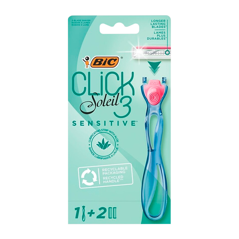 Бритва BIC Soleil Click 3 Sensitive 3 лезвия 2 кассеты пластиковая ручка (1/10)