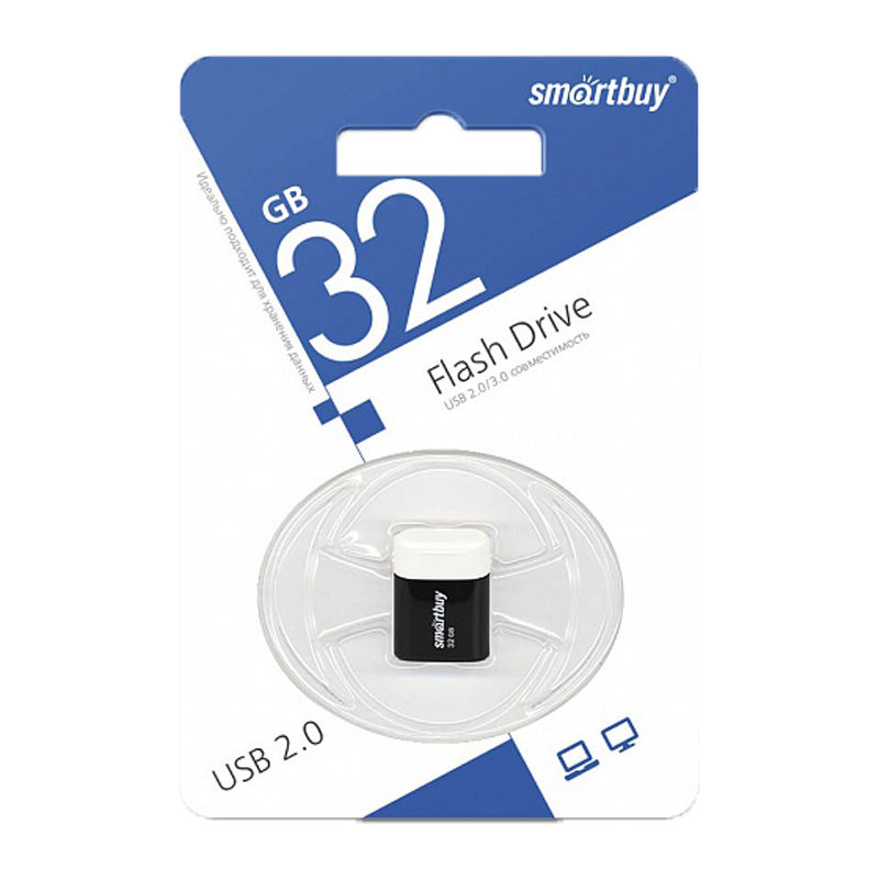 Флеш-накопитель Smartbuy Lara 32GB USB2.0 пластик черный