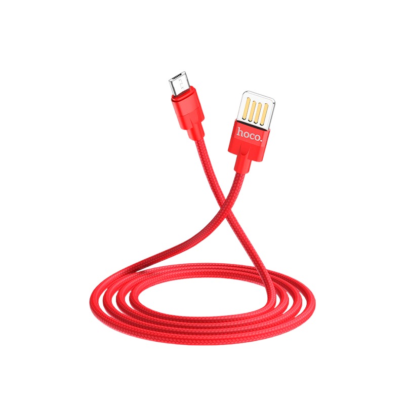 Кабель HOCO U55 USB (m)-microUSB (m) 1.2м 2.4A ткань красный (1/25/250)