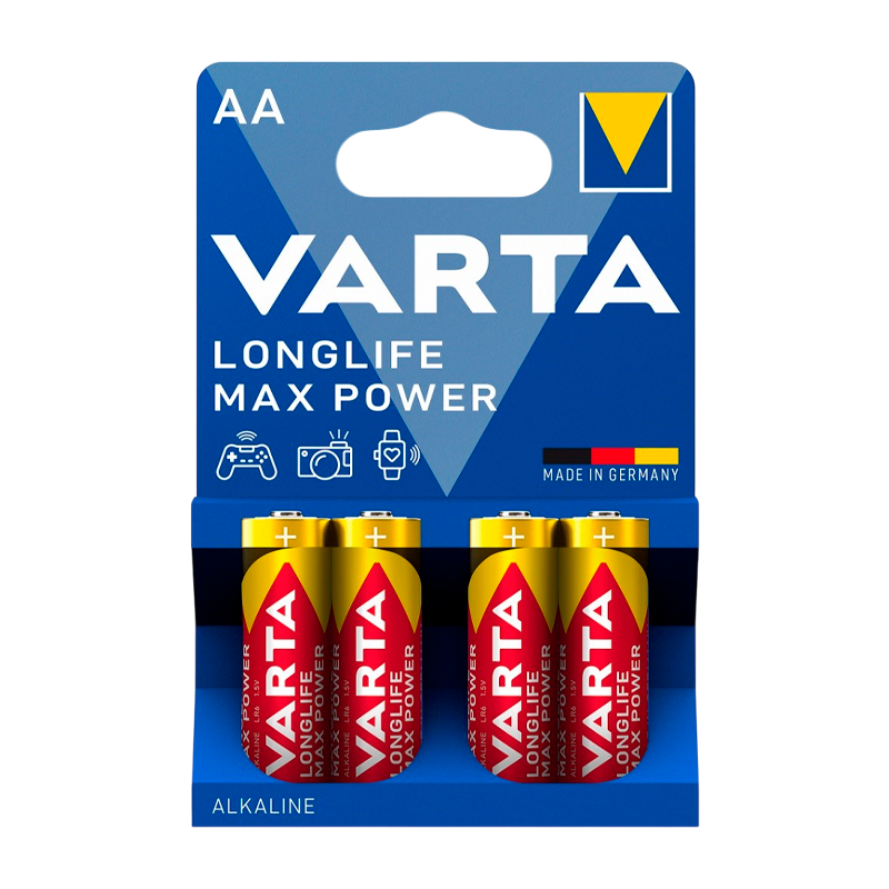 Батарейка Varta LONGLIFE MAX POWER (MAX TECH) LR6 AA BL4 Alkaline 1.5V (4706) (4/80/400)