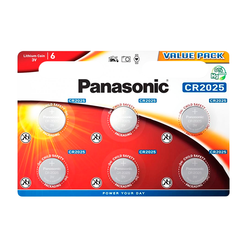 Батарейка Panasonic Power Cells CR2025 BL6 Lithium 3V (6/120/480)