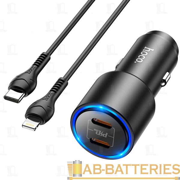 Автомобильное З/У HOCO NZ3 2Type-C 40W PD3.0 с кабелем Type-C-Lightning черный (1/12/120)