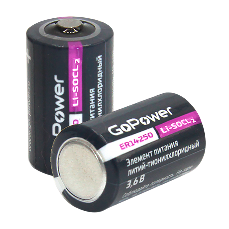 Батарейка GoPower ER14250 1/2AA PC1 Li-SOCl2 3.6V без выводов (1/10/500)