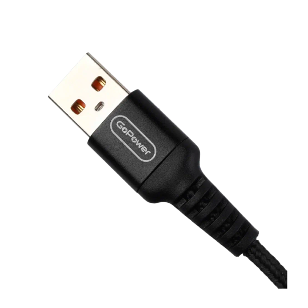 Кабель GoPower GP02M USB (m)-microUSB (m) 1.0м 2.4A нейлон черный (1/200/800)