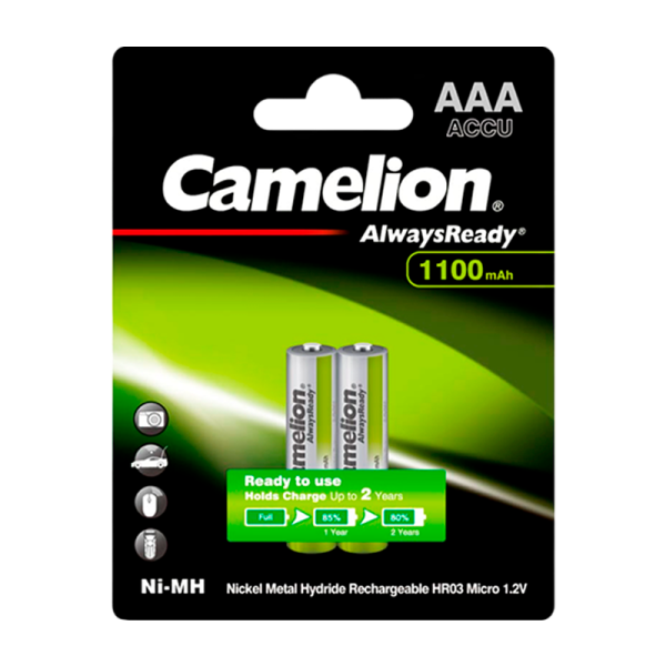 Аккумулятор бытовой Camelion HR03 AAA BL2 NI-MH Always Ready 1100mAh (2/24/480)