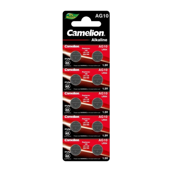 Батарейка Camelion G10/LR1130/LR54/389A/189 BL10 Alkaline 1.5V (10/100/3600)