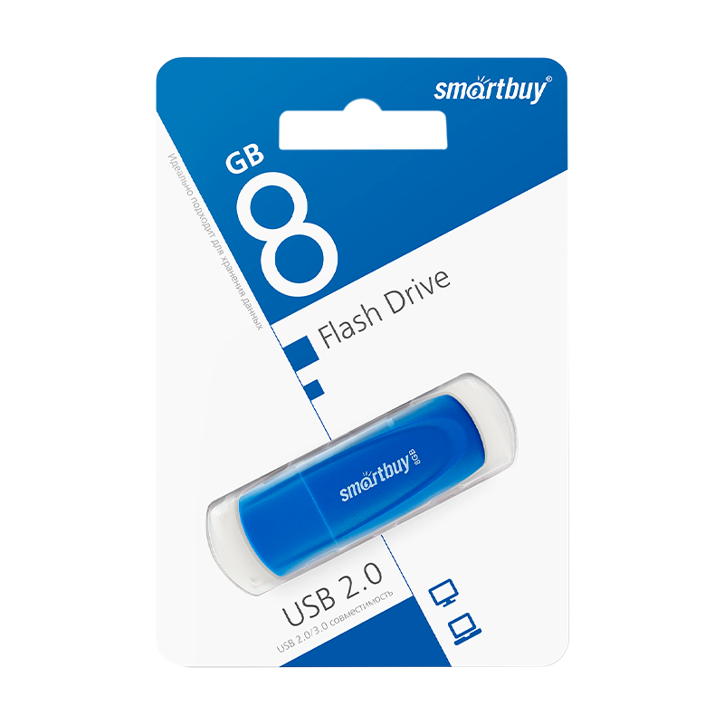 Флеш-накопитель Smartbuy Scout 8GB USB2.0 пластик голубой