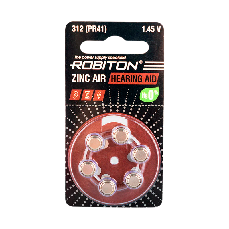 Батарейка ROBITON HEARING AID R-ZA312-BL6 312 PR41 DA312 V312A BL6