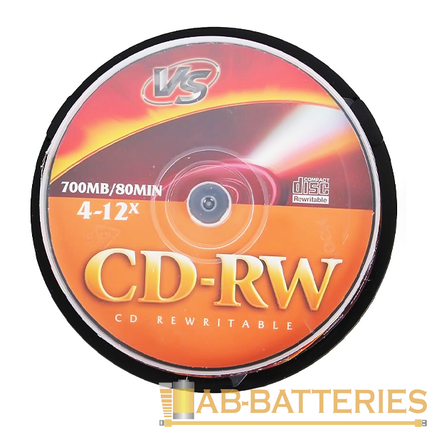 Диск CD-RW VS 700MB 4-12x 25шт. cake box (25/250)