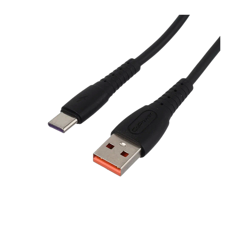 *Кабель GoPower GP07T USB (m)-Type-C (m) 2.4A силикон черный (1/200/800) 