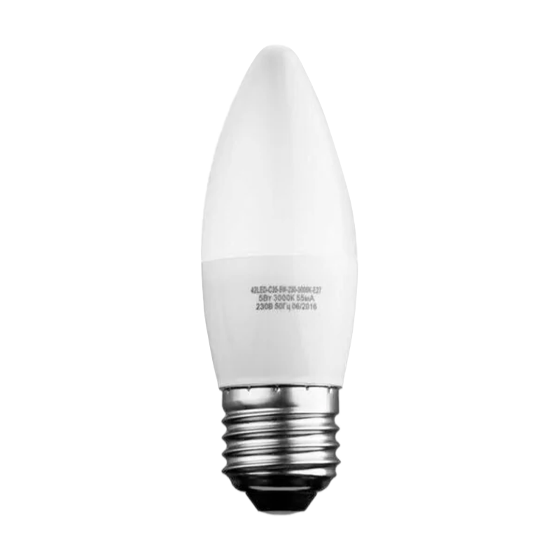 Лампа светодиодная Sweko C35 E27 5W 3000К 230V свеча (1/5/100)