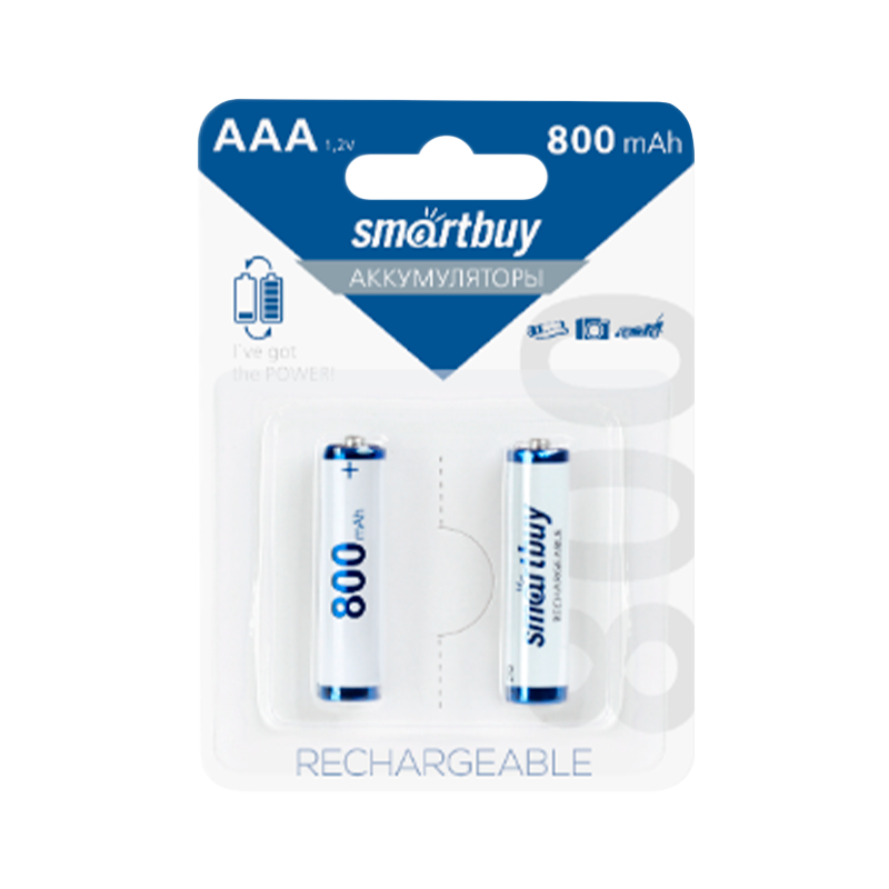 Аккумулятор бытовой Smartbuy HR03 AAA BL2 NI-MH 800mAh (2/24/240)