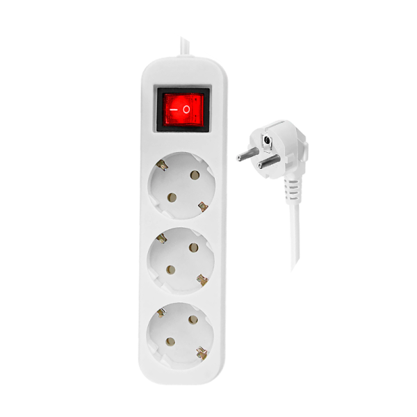 Удлинитель Defender S330 3р.С/З 10A 3.0м с выкл. ПВС 3x1мм² белый (1/30)