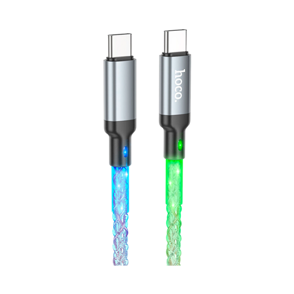 Кабель HOCO U112 Type-C (m)-Type-C (m) 1.0м 2.4A ПВХ серый (1/22/220)