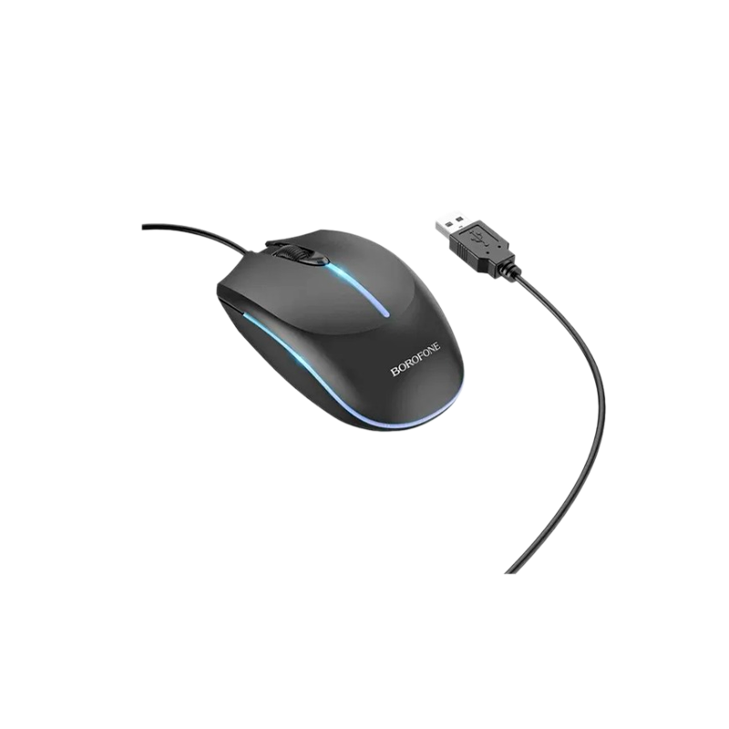 Мышь проводная Borofone BG10 классическая USB черный (1/20/80)